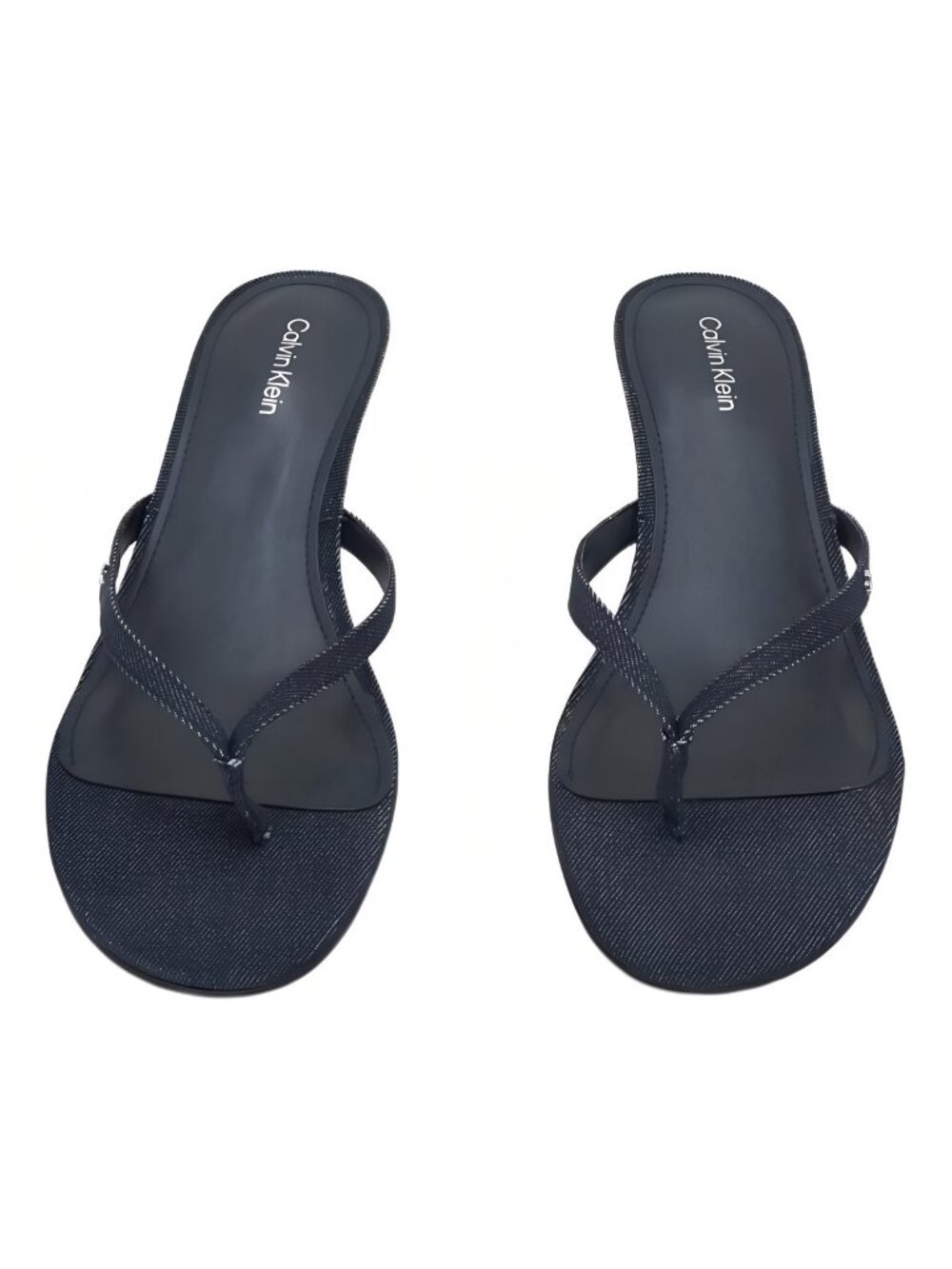 Journee Collection Larna 3 Inch Kitten Heeled Tong Sandal Navy Denim Sz 9.5m View 5